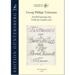 Telemann, Georg: [12] Fantasies pour la Basse de Viole (TWV 40:26-37, Hamburg, 1735)