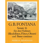 Fontana Sonata 16 for 3 violins, bass, and BC