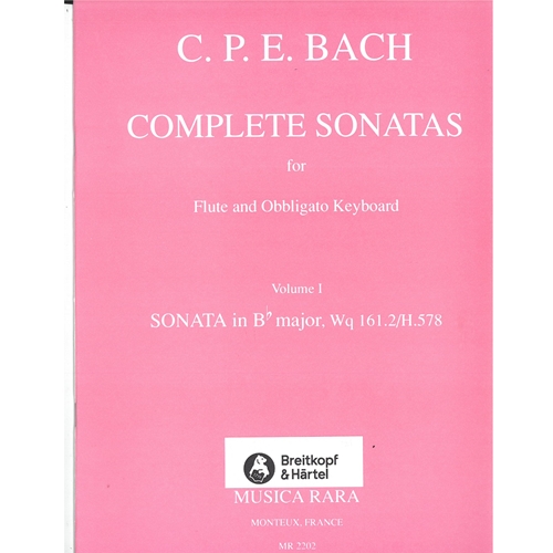 C.P.E. Bach : Complete Sonatas for Flute and Obbligato Keyboard vol.1 Sonata in Bb major, Wq 161.2/H.578