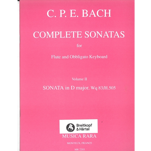 C.P.E. Bach : Complete Sonatas for Flute and Obbligato Keyboard vol.2 Sonata in D major, Wq 83/H.505