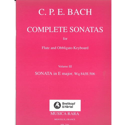 C.P.E. Bach  Title : Complete Sonatas for Flute and Obbligato Keyboard vol.3 Sonata in E major, Wq 84/H.506