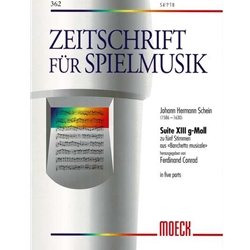 Schein, Johann Hermann Suite from "Banchetto Musicale" No. 13, g minor, (Sc)