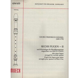 Handel, GF 6 Fugues from Piano Fugues, Vol. 2, ed. Zahn (Sc)