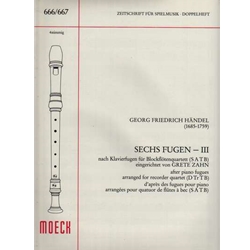 Handel, GF 6 Fugues from Piano Fugues, Vol. 3, ed. Zahn (Sc)