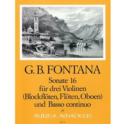 Fontana Sonata 16 for 3 violins, bass, and BC