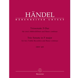 Handel : Trio Sonata in F major HWV 405 - for two treble recorders and basso continuo